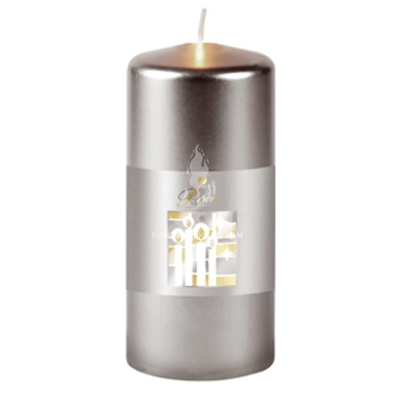 Prices Silver Large Metallic Pillar Candle