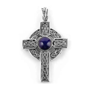 Ornate Celtic Cross & Lapis Lazuli Pendant Powerfulhand.com