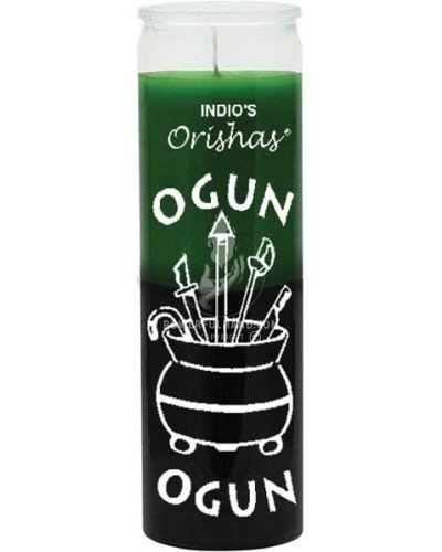 Ogun Green & Black Orisha Candle