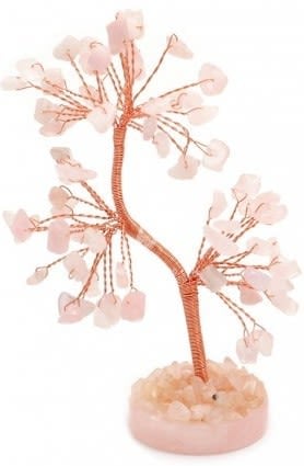 Arbre à pierres précieuses en quartz rose