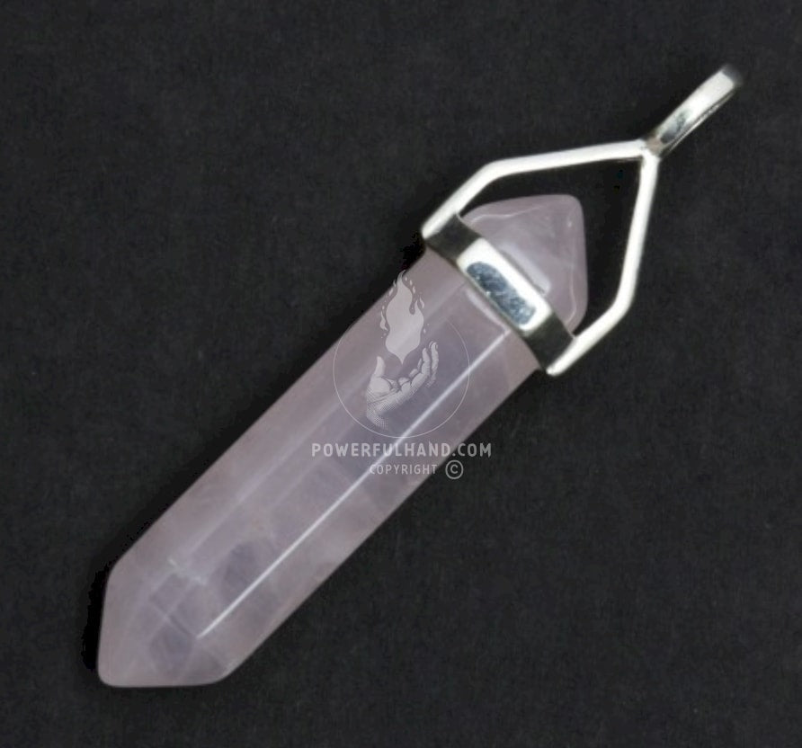 Pendentif pointe de quartz rose