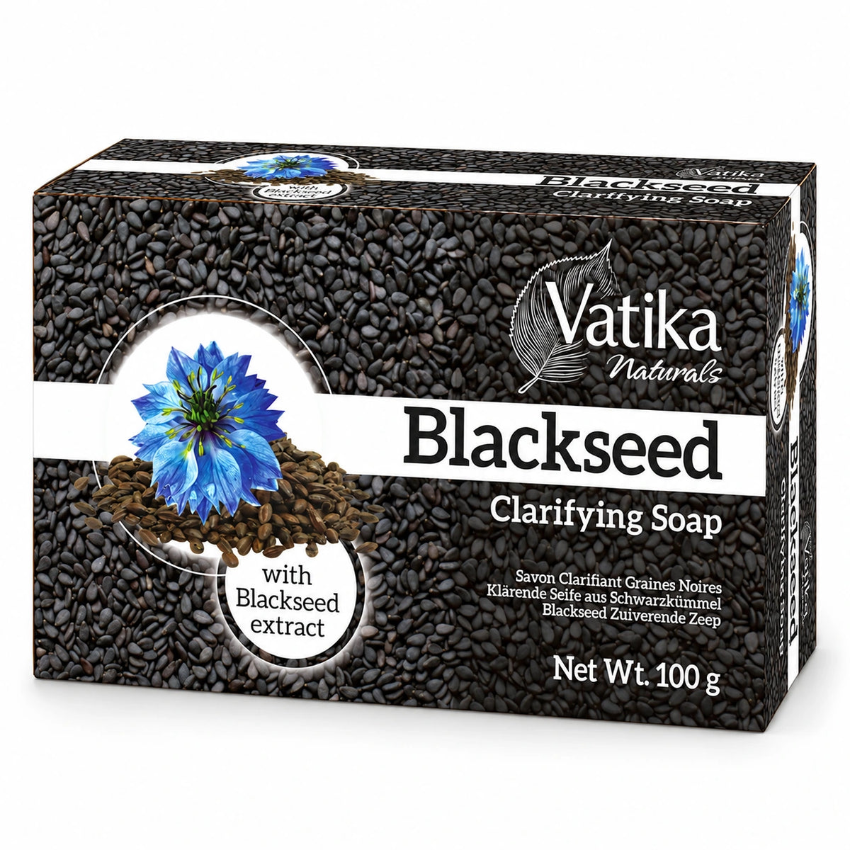 Vatika Naturals Blackseed Soap 100g carton on a white background