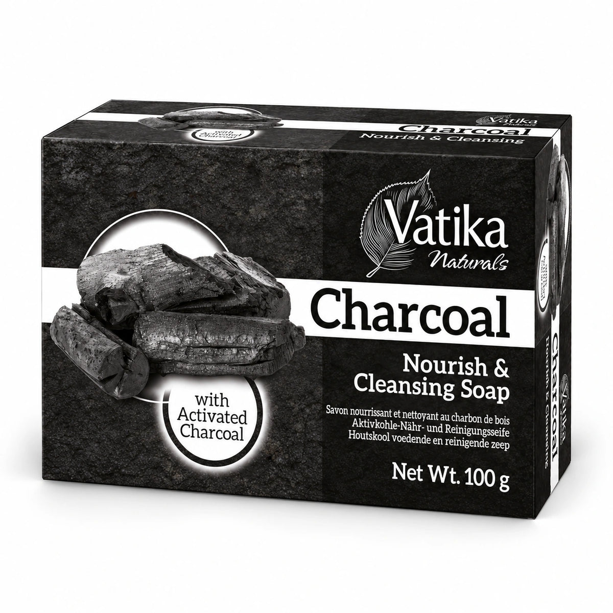 Vatika Naturals Charcoal Soap 100g carton on a white background