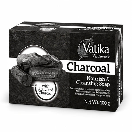 Vatika Naturals Charcoal Soap 100g carton on a white background