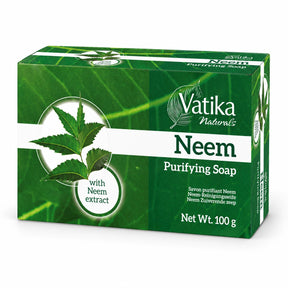 Vatika Naturals Neem Soap 100g carton on a white background