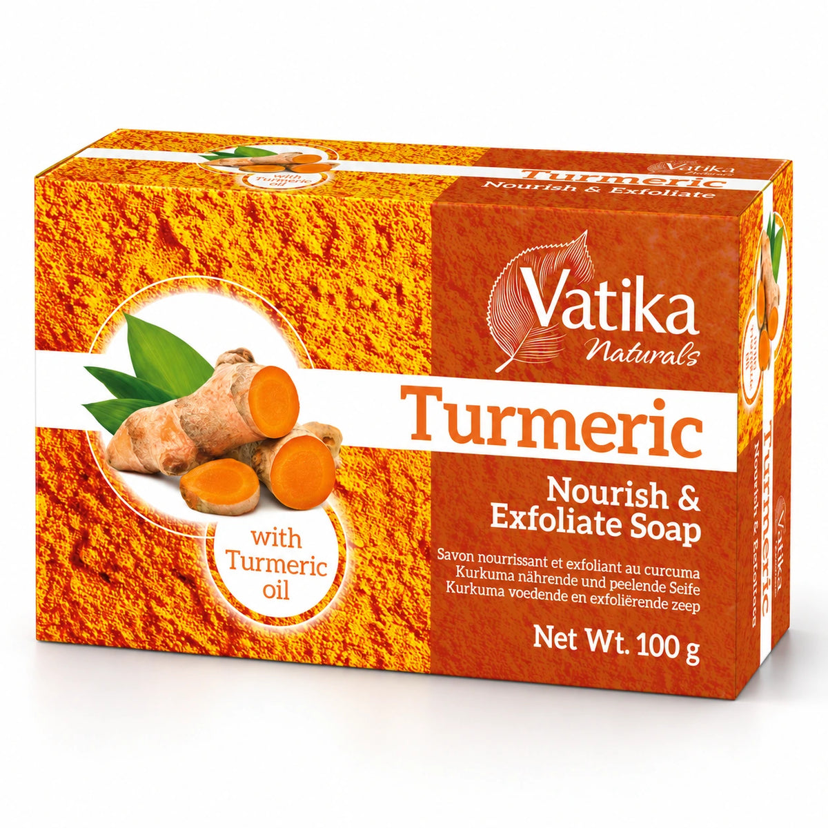 Vatika Naturals Turmeric Soap 100g carton on a white background