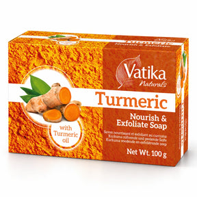 Vatika Naturals Turmeric Soap 100g carton on a white background
