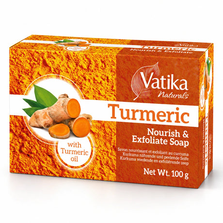 Vatika Naturals Turmeric Soap 100g carton on a white background